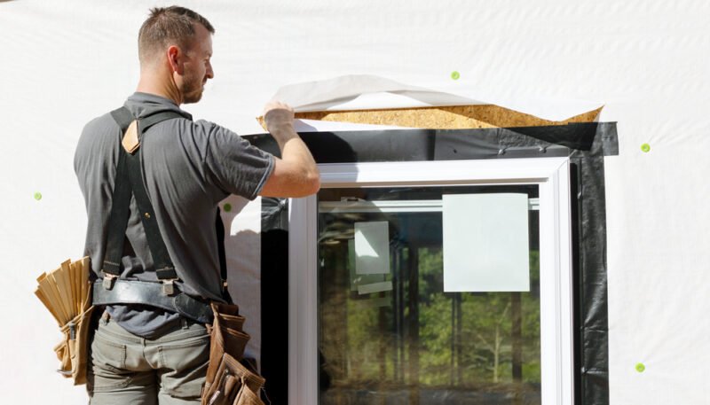 To prevent paint contamination, tape is commonly applied to walls, window frames, and other exposed areas during painting or plastering.