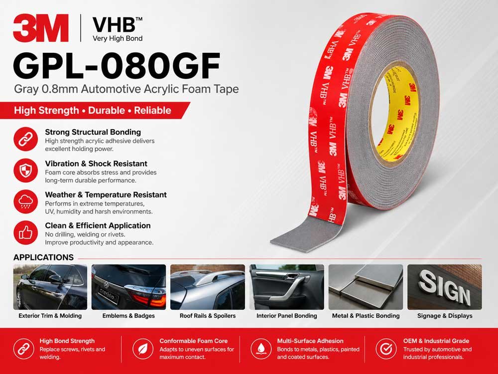 3M VHB GPL-080GF Acrylic Foam Tape