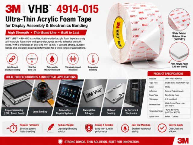3M VHB 4914-015 Acrylic Foam Tape: Ultra-Thin Structural Bonding for Electronics and Industrial Assembly