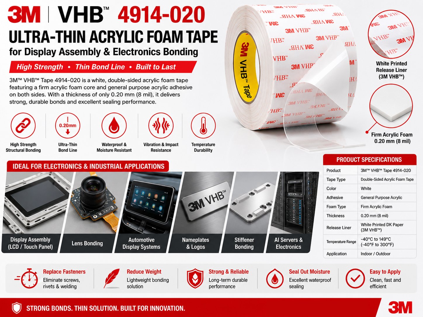 3M VHB 4914-020 Acrylic Foam Tape 3M VHB 4914-020 Acrylic Foam Tape