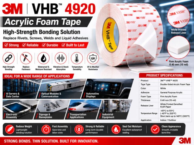 3M VHB 4920 Acrylic Foam Tape: High-Strength Bonding Solution for Electronics, Transportation & Industrial Applications