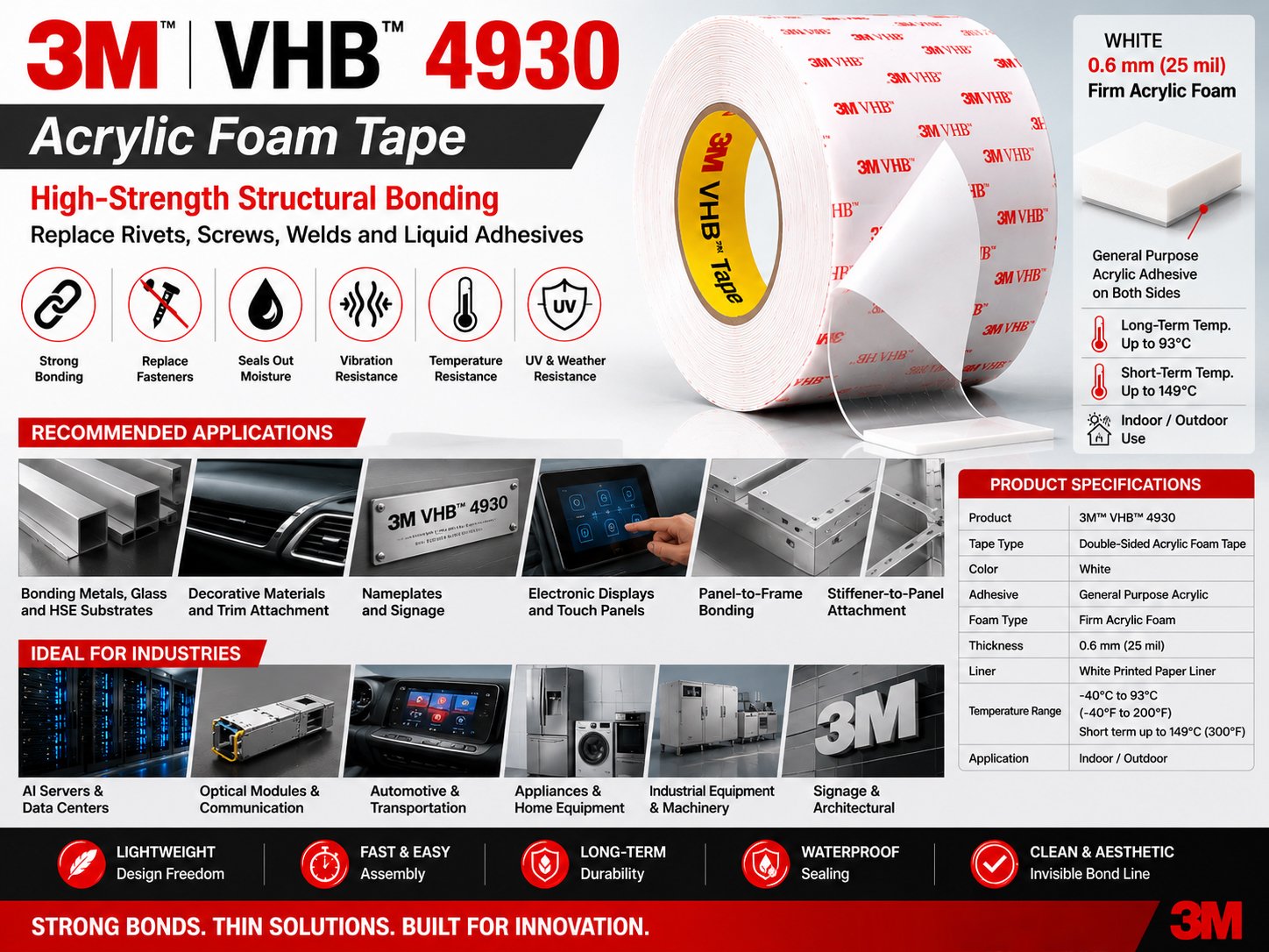 3M VHB 4930 Acrylic Foam Tape 3M VHB 4930 Acrylic Foam Tape