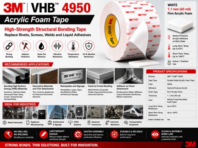 3M VHB 4950 Acrylic Foam Tape: High-Strength Structural Bonding for Industrial Assembly
