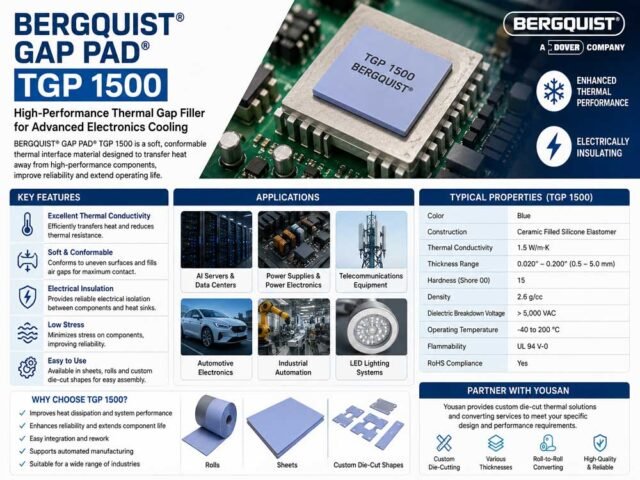 BERGQUIST GAP PAD TGP 1500 Thermal Gap Pad Soft 1.5 W/mK Silicone Thermal Interface Material