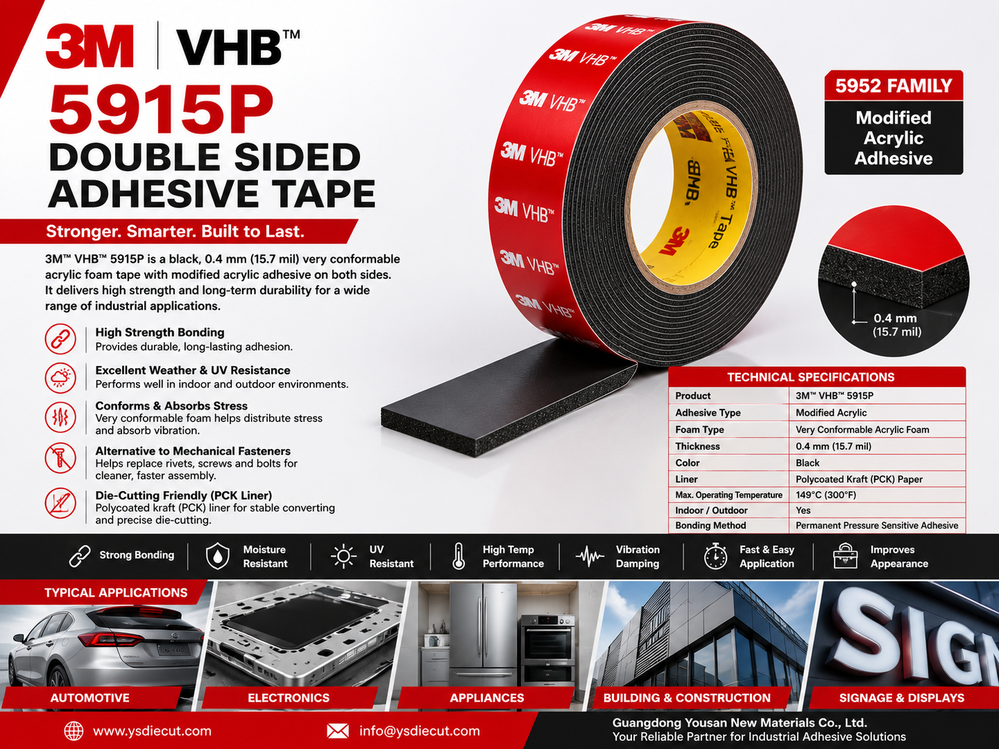 3M™ VHB™ 5915P Double Sided Adhesive Tape 3M™ VHB™ 5915P Double Sided Adhesive Tape