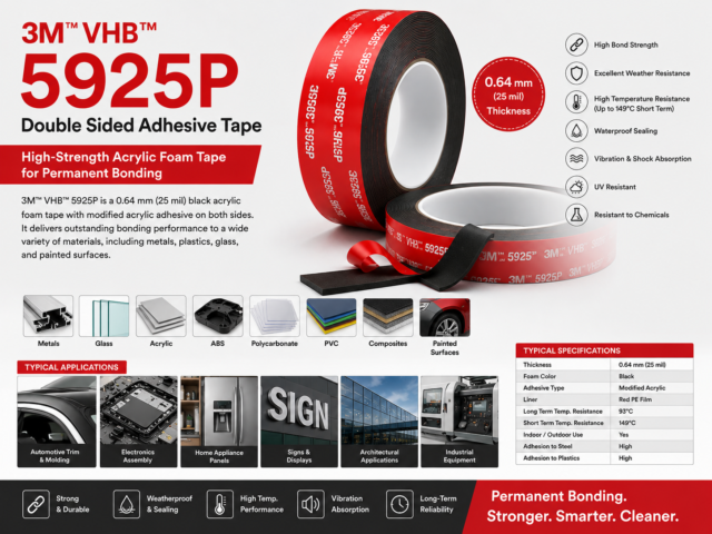 3M™ VHB™ 5925P Double Sided Adhesive Tape | Product Guide, Features & Industrial Applications
