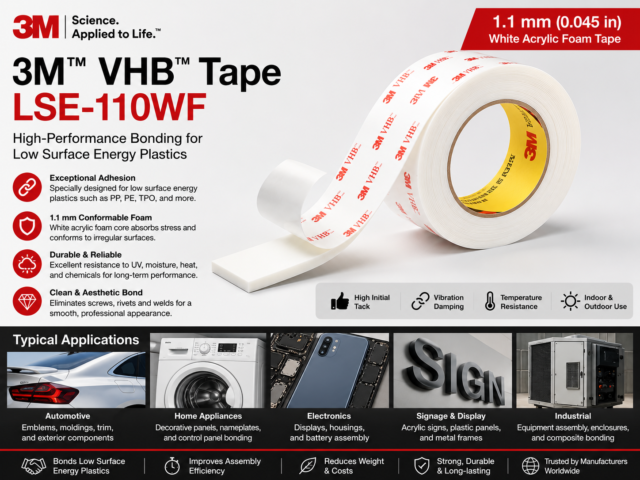 3M™ VHB™ Tape LSE-110WF | Acrylic Foam Tape for LSE Plastics & Industrial Bonding