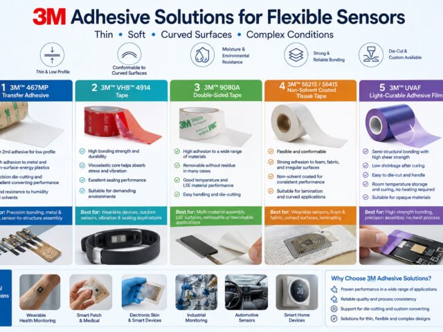 Flexible Sensor Adhesive Solutions: 5 3M Adhesive Tapes for Thin, Flexible and Curved Applications