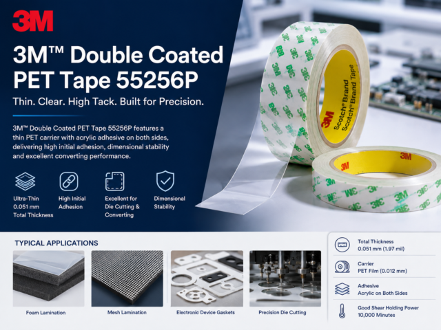 3M™ 55256P Double Coated PET Tape: A Thin, High-Tack Solution for Precision Electronics Applications