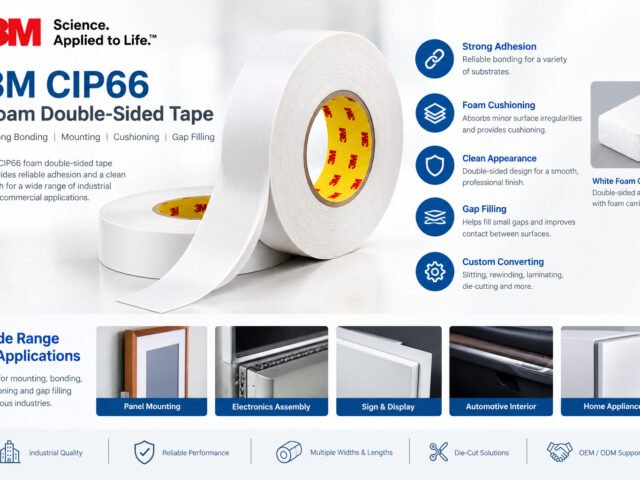 3M CIP66 Foam Double-Sided Tape: Strong White Foam Tape for Mounting, Bonding & Sealing